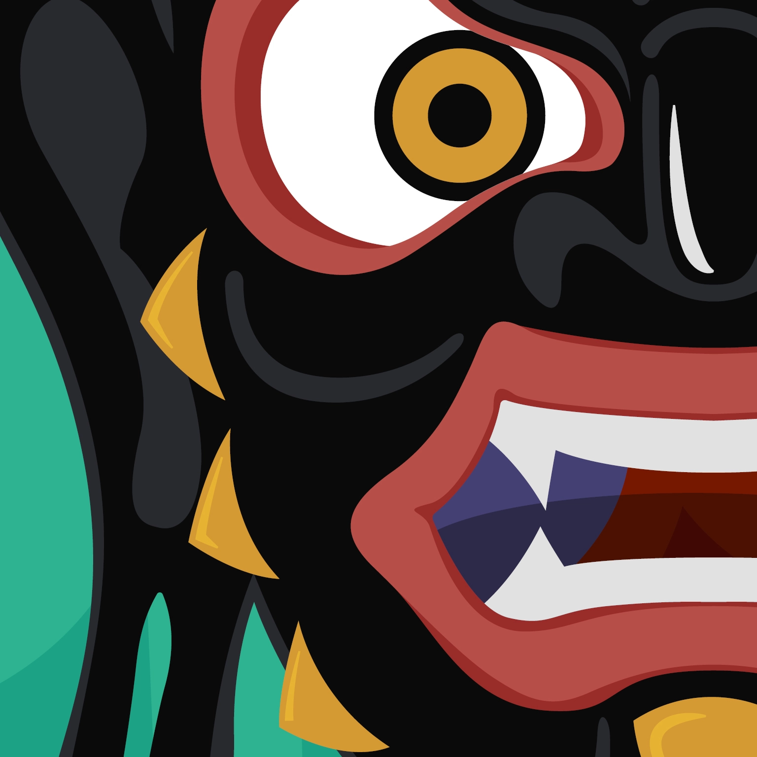 Detail of Herucas mask illustration