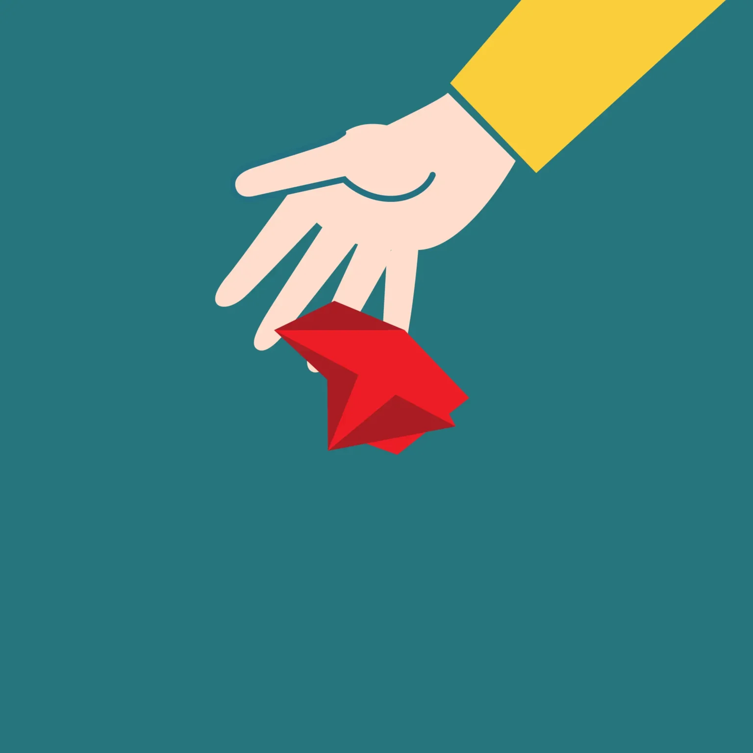 Frame 4: A hand collect the paper scrap