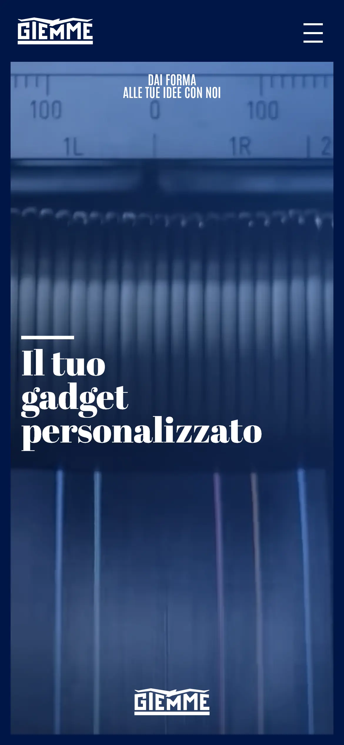 Screenshot of the hero section from the home page of the giemme.it website in its mobile version