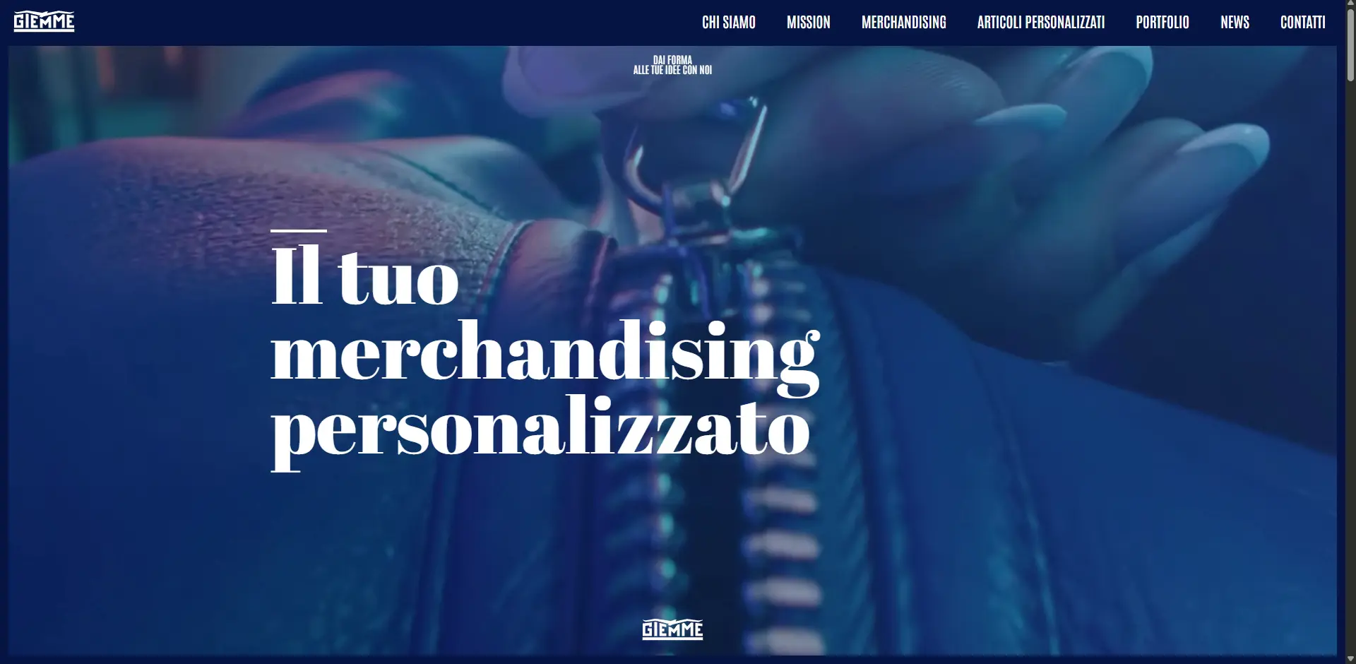 Screenshot of the hero section from the home page of the giemme.it website in desktop version